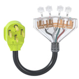 AOWEITOUR  50 Amp to 110 Adapter, 50 Amp Splitter to 20 Amp RV Adapter,NEMA 14-50P Male Plug to 4X 5-20R Female Plug Outlet Adapter,10 AWG STW (1.5FT)