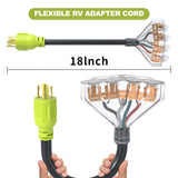 AOWEITOUR RV 30 Amp to 110 Adapter Generator Power Cord, 4 Prong 30 Amp Splitter to 20 Amp Adapter Generator Cord, NEMA L14-30P Male Plug to 4X 5-20R T-Blade Female Plug, 10 AWG STW (1.5FT)