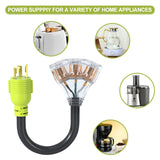 AOWEITOUR RV 30 Amp to 110 Adapter Generator Power Cord, 3 Prong 30 Amp Adapter Plug to 20 Amp Twist Lock Socket,NEMA  L5-30 Male Plug to 3X 5-20R T-Blade Female Plug,10 AWG STW (1.5FT)