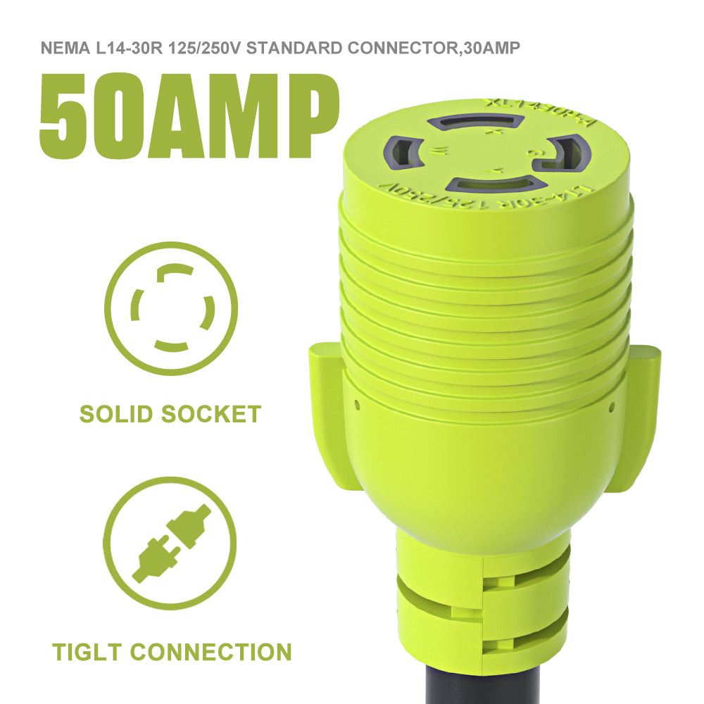 AOWEITOUR Generator Adapter Cord,NEMA L5-30P Male Plug to L14-30R Female Plug,30 Amp Generator Adapter 3 Prong to 4 Prong Inlet Box Adapter ,STW 10 AWG(1.5FT)