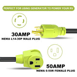 AOWEITOUR Generator Welder Adapter,NEMA L14-30p Male Plug to 6-50R Female Socket,4 Prong Generator to Welder Adapter Plug Power Cord,STW 10 AWG(1.5FT)