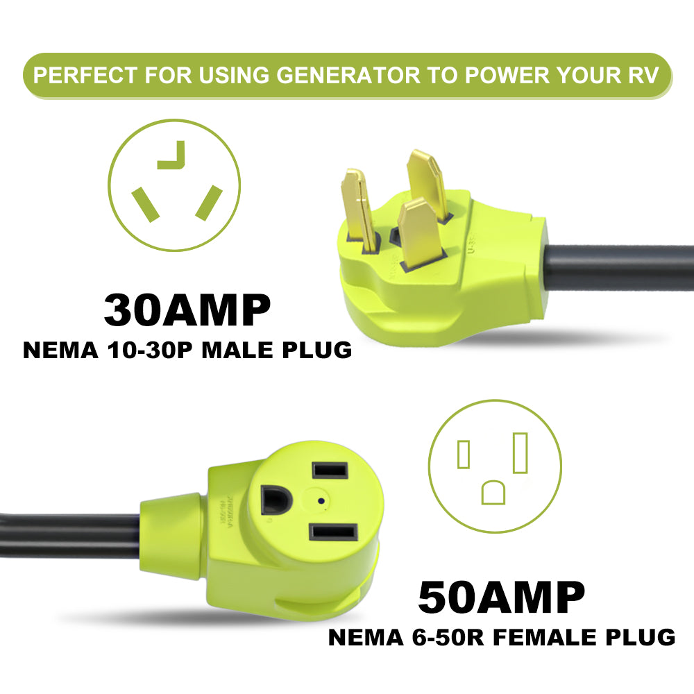 AOWEITOUR Welder Plug Adapter,Dryer 30 Amp to Welder 50 Amp Adapter,NEMA 10-30P to NEMA 6-50R,3 Prong Welder Adapter Cord,STW 10AWG(1.5FT)