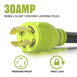 AOWEITOUR NEMA L14-30P to NEMA L6-30R,30 Amp Adapter 4 Prong to 3 Prong Lock Connection,Welder Generator EV Power Conversion Cord,STW 10 Gauge(1FT)